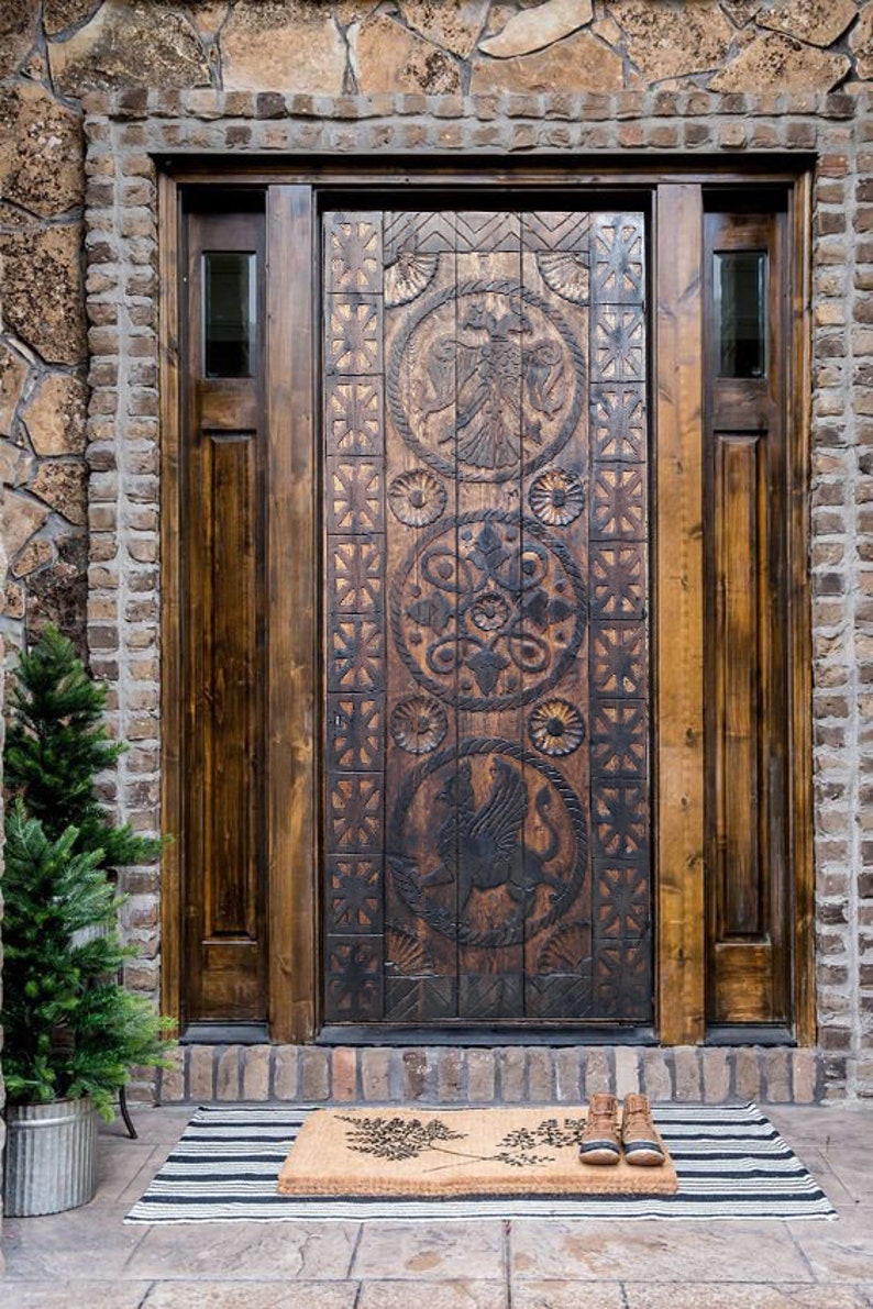 Hand geschnitzte Scheune Tür Außeneingang Haustür Doppel | Etsy