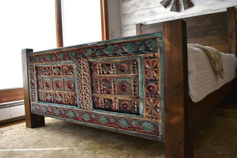 Antique Style Solid Wood Bed Frame Handcarved Queen or King Etsy