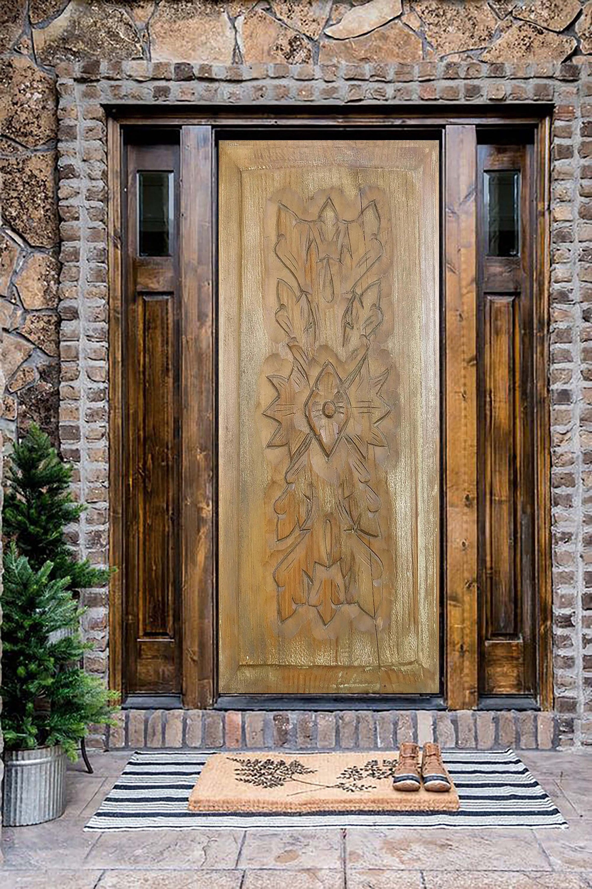 Handgesneden houten voordeurpaneel: aangepaste antieke stijl  interieur/exterieur - Etsy België, image size:1999x3000