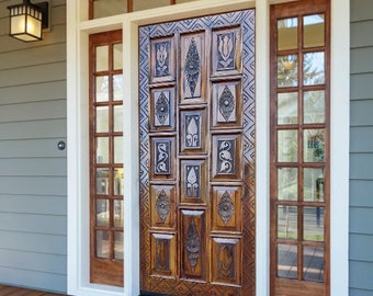 Handgeschnitzte Eingangstür, Scheunentür, Doppel- oder Einzelschiebetüren in Sondergröße, Innentür, Eingangstür