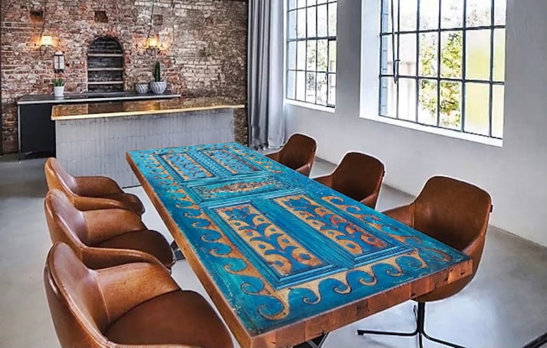 Handcarved Solid Wood Dining Table Custom Size Kitchen Etsy