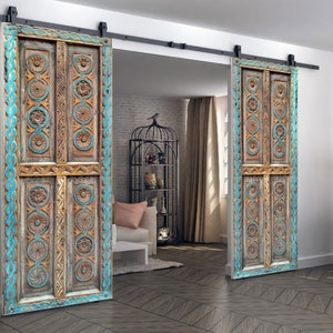 Custom Ornate Sliding Barn Door, Wood Entry Front Doors, Reclaimed Wood Wall Art Decor, Rustic Dining Table, Farmhouse Wood Headboard
