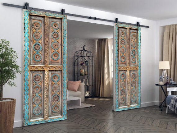 Custom Entry Front Door Sliding Barn Doors Reclaimed Wood Wall