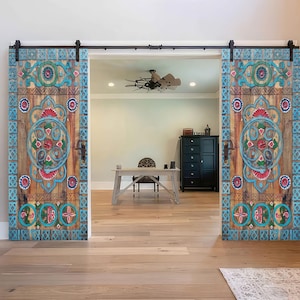 Custom Handcrafted Interior Barn Door, Carved Exterior Front Door Panel, Antique Wooden, Double, Single Pantry Doors, Headboard