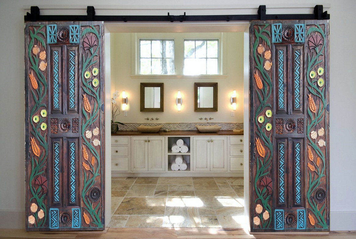 Custom Hand Carved Barn Door, Antique Entry Front Door, Interior ...