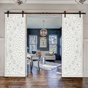 Custom Size Hand Carved Mandala Door, Antique Barn Doors, interior exterior Double or Single Sliding Doors, Closet Doors, Pantry Door