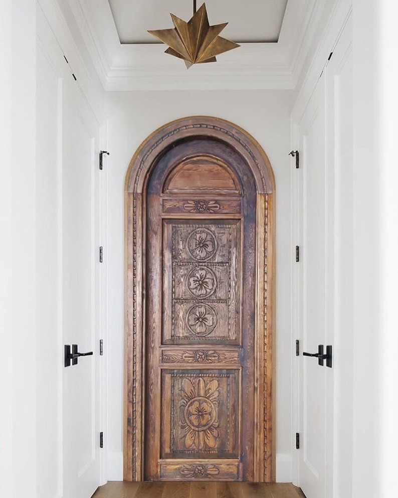 Hand Carved Custom Built Doors Antique Arched Floral Door Etsy