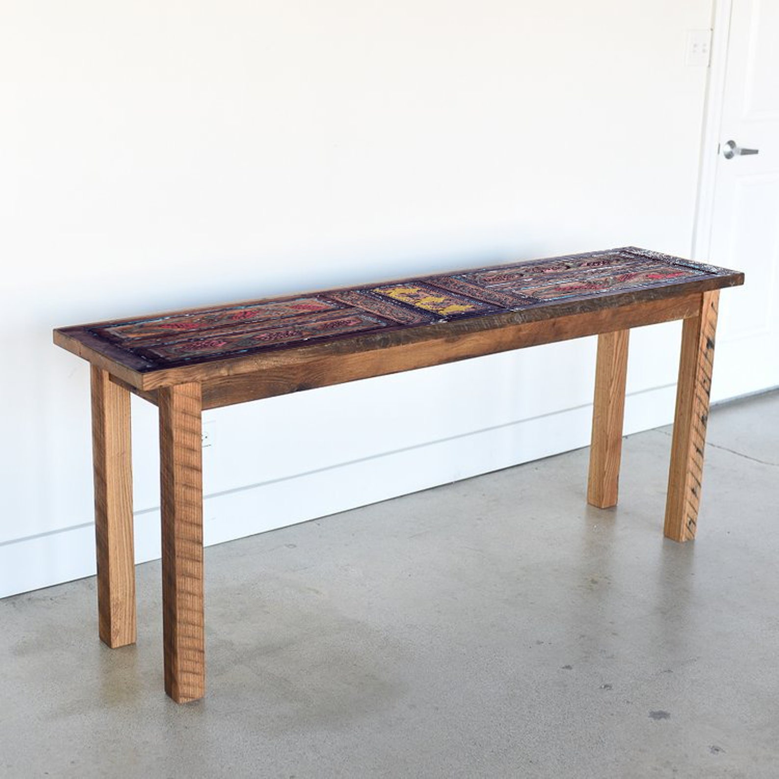 Reclaimed BARN WOOD CONSOLE Table With Hairpin Legs Hand Etsy