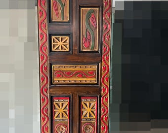 Puerta de madera tallada a mano: estilo antiguo, puerta de entrada de 28 x 83