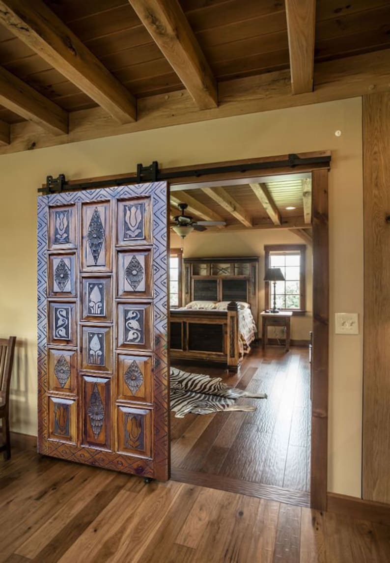 Handcarved Solid Wood Barn Door Vintage Exterior Entrance Etsy
