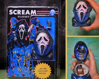 PREORDER Scream Playset Blue collectible ghost face action figure handmade toy Wes craven do yo like scary movies?