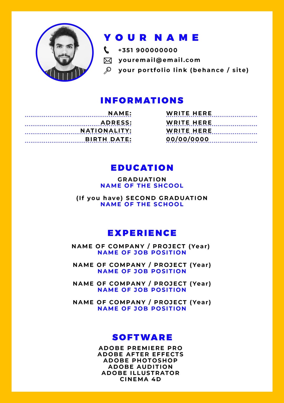 Designer CV Template Video Editor CV Template With Image Creative
