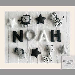 Monochrome Safari Garland | Safari Bunting | Personalised Garland | Black & White Nursery Decor | Custom Garland | Monochrome Wall Decor