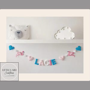 Flamingo Garland | Flamingo Wall Decor | Flamingo Theme Nursery | Flamingo Room Decor | Personalised Felt Garland | Custom Garland