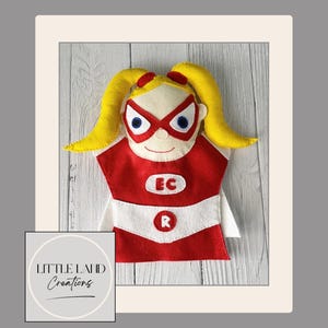 Personalised Super Hero Hand Puppets | Create Your Own Superhero Puppet | Custom Felt Puppet | Pick Colours, Style & Gender