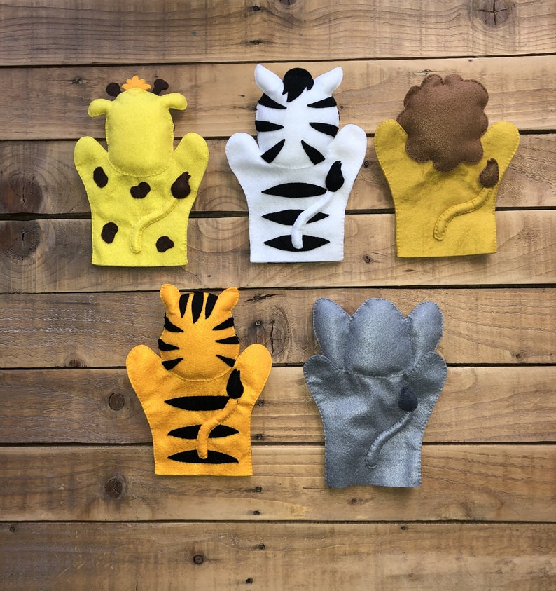 Jungle Animals Hand Puppets Handmade Felt Puppet Handmade Etsy