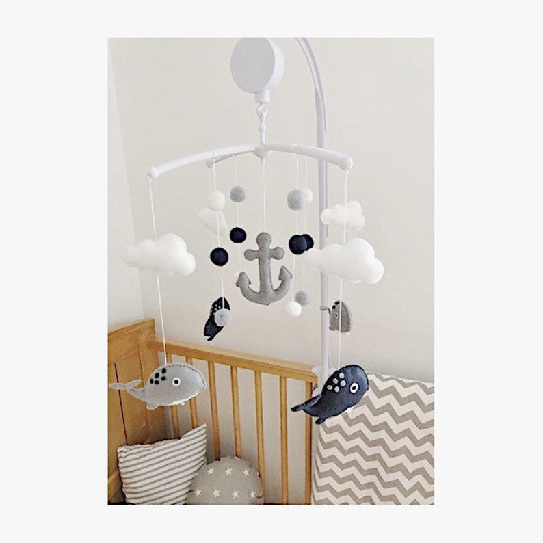 Whale Cot Mobile Whale Nursery Decor Whale Baby Mobile Etsy UK
