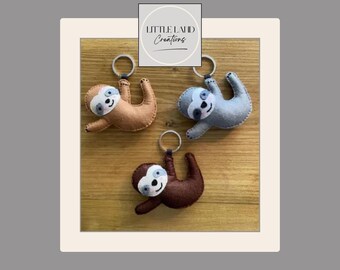 Sloth Keychain | Sloth Keyring | Sloth Charm | Felt | Hand-Sewn | Sloth Gifts | Sloth Lover