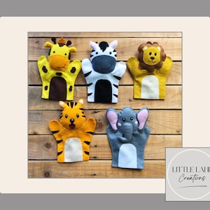 Safari Animal Felt Hand Puppets | Jungle Hand Puppets | Montessori Toys | Imaginative Play Toys | Role Play Toys | Handmade Toys