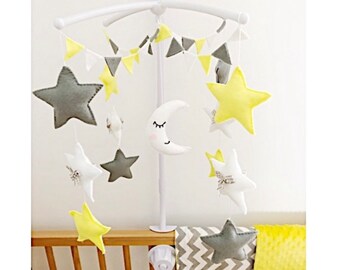 Moon & Stars Cot Mobile. Baby Mobile. Nursery Decor.