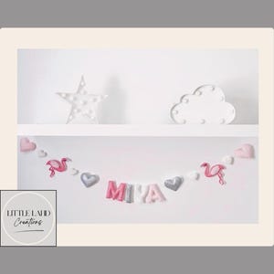 Flamingo Garland | Flamingo Wall Decor | Flamingo Theme Nursery | Flamingo Room Decor | Personalised Felt Garland | Custom Garland
