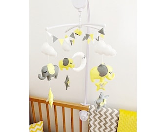 Elephant Cot Mobile. Elephant Baby Mobile. Elephant Nursery Decor.