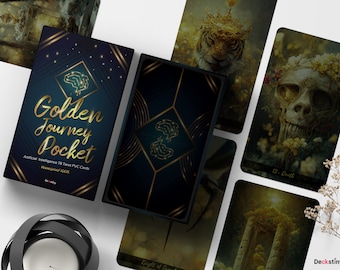 Golden Journey Tarot : Pocket Edition (Cinematic Style with Black PVC) Waterproof 100%