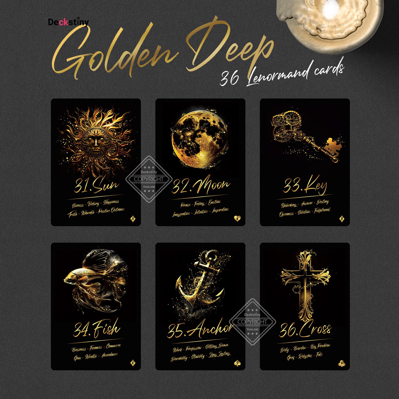 Golden Deep - 36 Lenormand Cards - Etsy