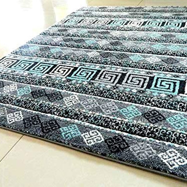 Duck egg blue silver grey black soft non shed carved thick heavy living area rug bedroom mat hall office carpet modern stylish rug