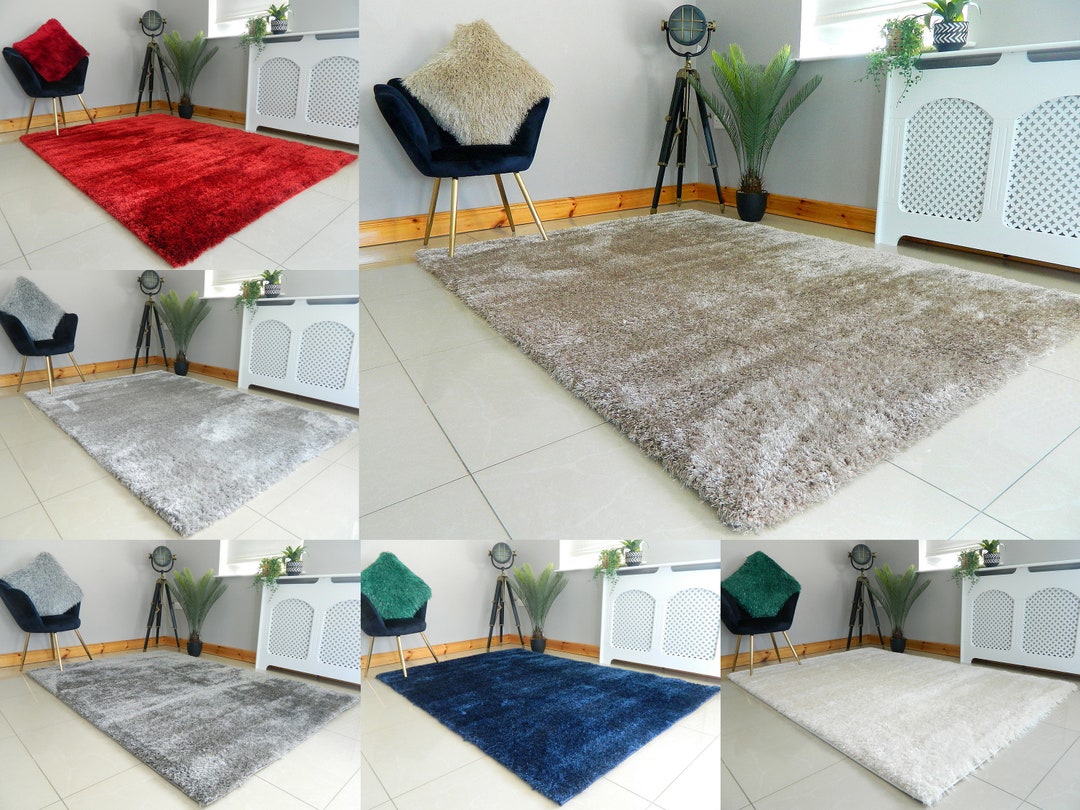 Silky Soft Fluffy Thick Shimmering Effect Luxurious Plush Shaggy Rug ...