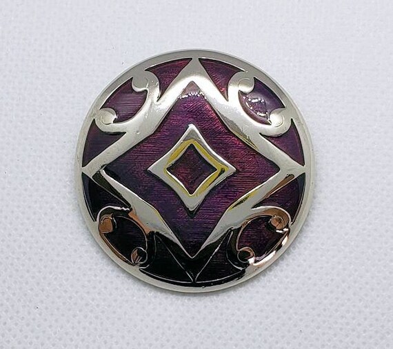 Trifari Vintage Purple Enamel Brooch Pin - image 1