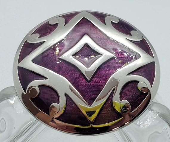 Trifari Vintage Purple Enamel Brooch Pin - image 3