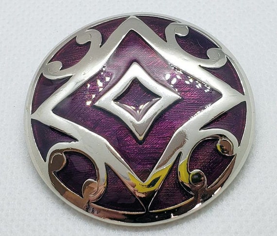 Trifari Vintage Purple Enamel Brooch Pin - image 2