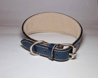 Genuine Dog Leather Collar,Soft Padded Collar,Leather hound Collar for Greyhound,Whippet, Lurcher,Sighthound,Italian Greyhound,Saluki&other
