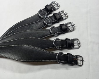 Handmade Genuine Leather Dog Collar, Soft Padded Greyhound Collar