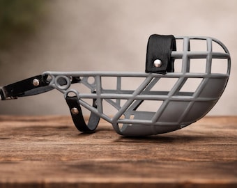 Greyhound Muzzle, Leather & Plastic Basket, Anti-Bite Training