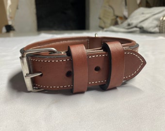 Handmade Padded Leather Dog Collar, Sighthound Greyhound Whippet Collar