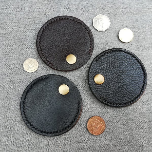 Pocket Pouch coin purse handstitched in vegetable tanned leather, unisex change purse, minimalist coin wallet