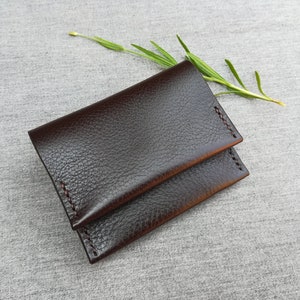 Soft leather wallet, handstitched purse for cards, notes and coins