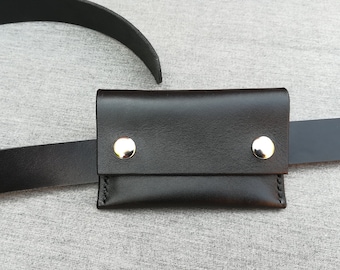 Cartera cinturón hecha a mano en cuero italiano, billetera de viaje para tarjetas de crédito, billetera de seguridad para tarjetas, billetera delgada en cinturón, bolsa para dinero