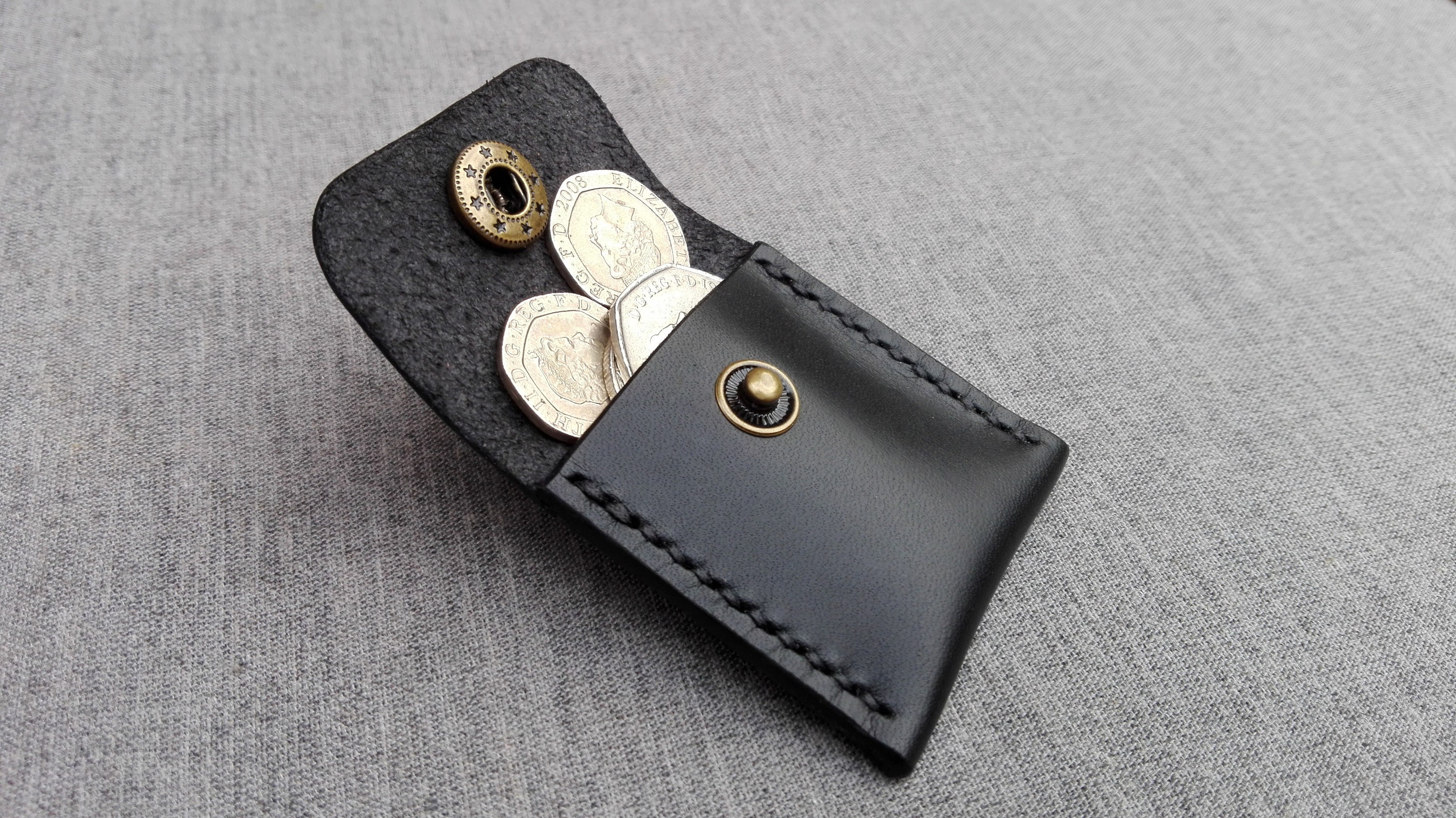 Mini leather keyring pouch in black or brown leather key fob Etsy