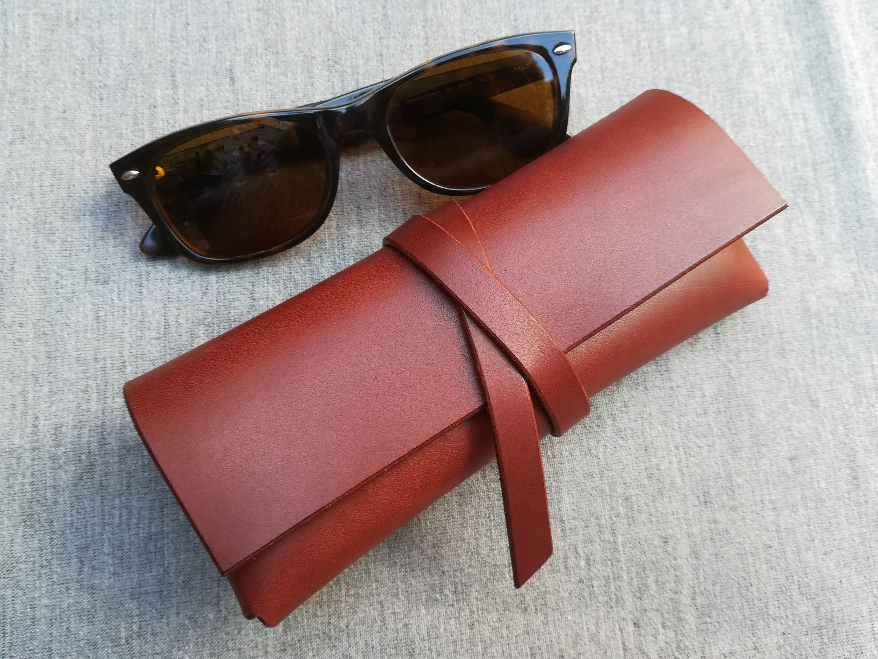 Ray Ban Case-leather Sunglasses Case-glasses Case Whiskey Saddle  Leather-leather Reinforced Glasses Case-personalized Glasses Protector 