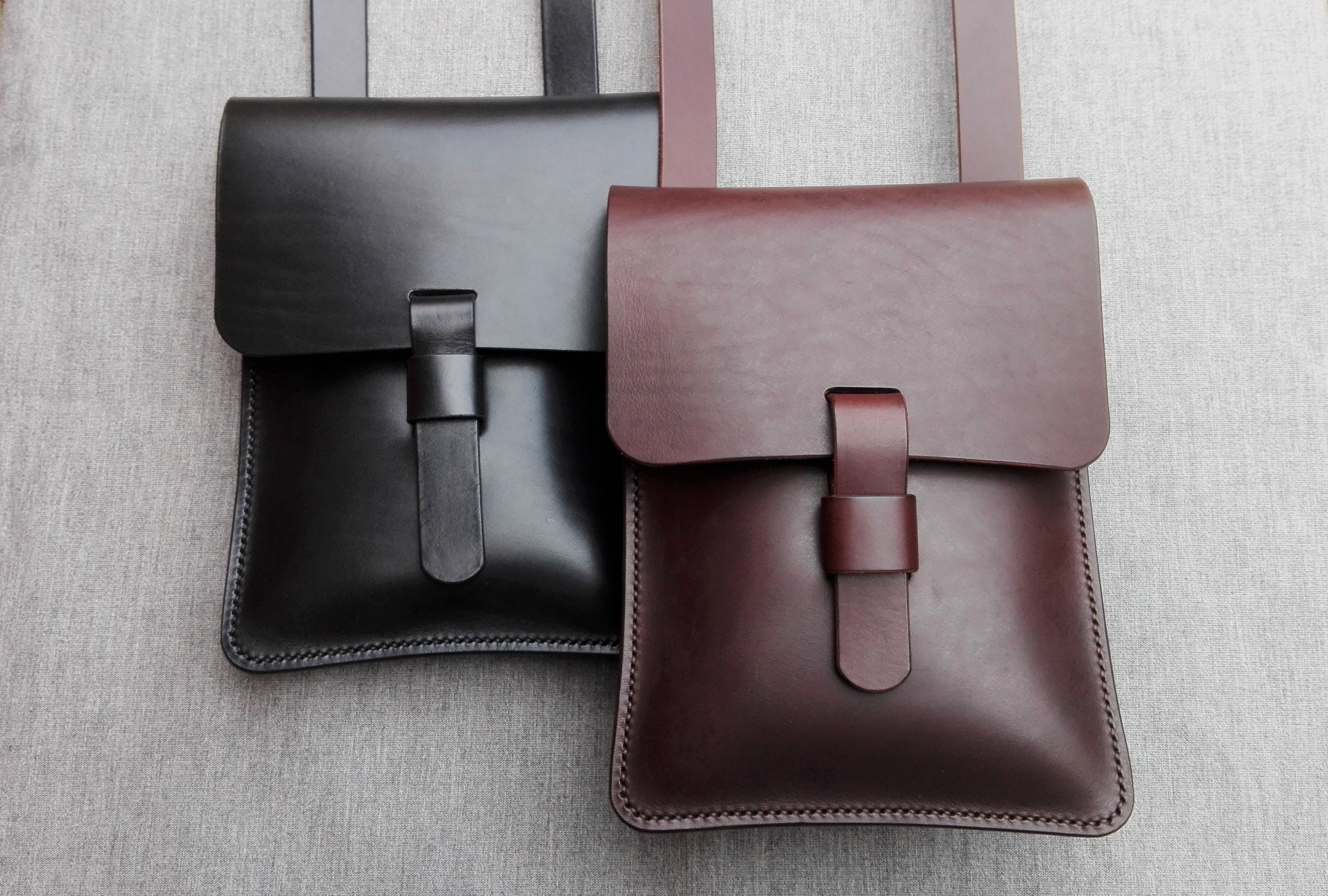 Bare Essentials Leather Crossbody Bag Unisex Hand stitched Mini Messenger Bag in Black or Brown Italian Leather Travel Pouch Etsy