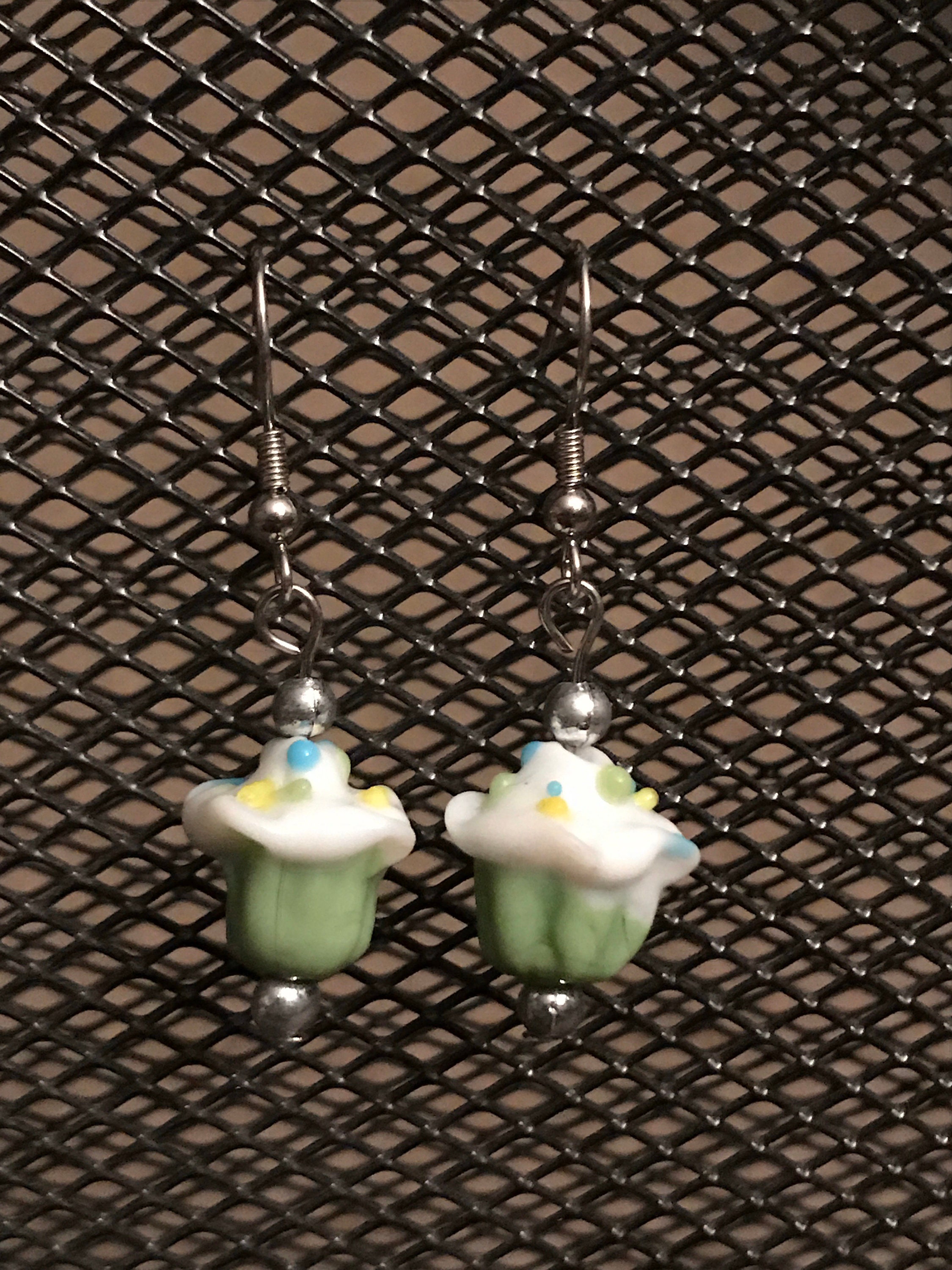 Glass Cupcake Earrings with Sprinkles Etsy