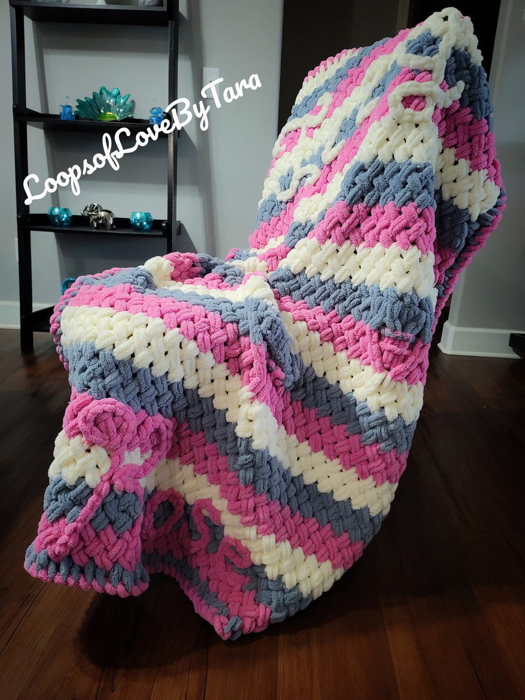 Customized, Personalized, Baby Blanket, Loop Yarn, Handmade, Crochet
