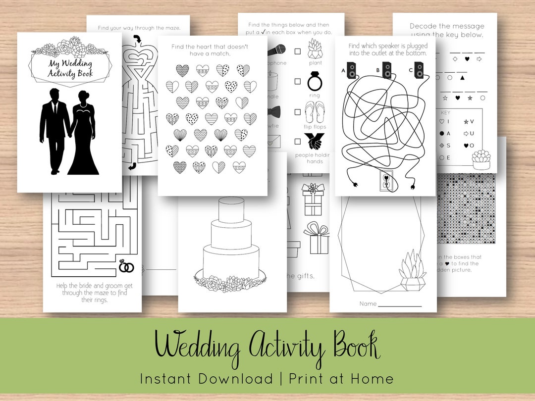 Kids' Wedding Activity Book Printable Download: Succulent Theme - Etsy