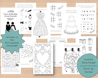 Portuguese Kids' Wedding Activity Book Printable Download: Branches Theme