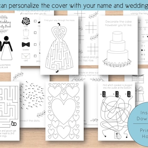 Kinderhochzeit Aktivitätsbuch zum Ausdrucken: Zweige Thema mit personalisierbarem Einband