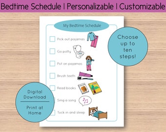 Bedtime Schedule (Personalizable/Custom) Digital Download