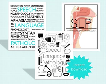 Speech-Language Pathology Art Poster Printable Bundle (3 Items)